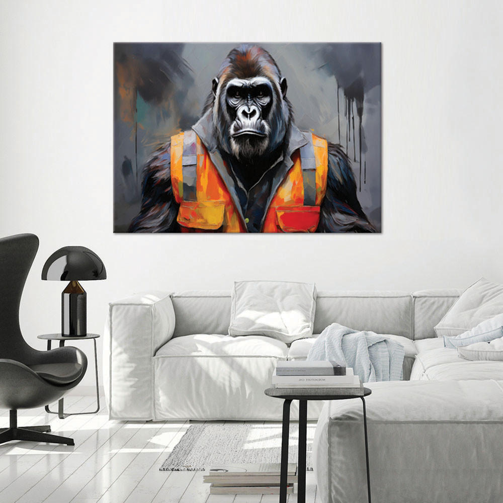 WANDBILD gorilla arbeiter abstraktion - Grau, Textil (60/40cm) - Feeby