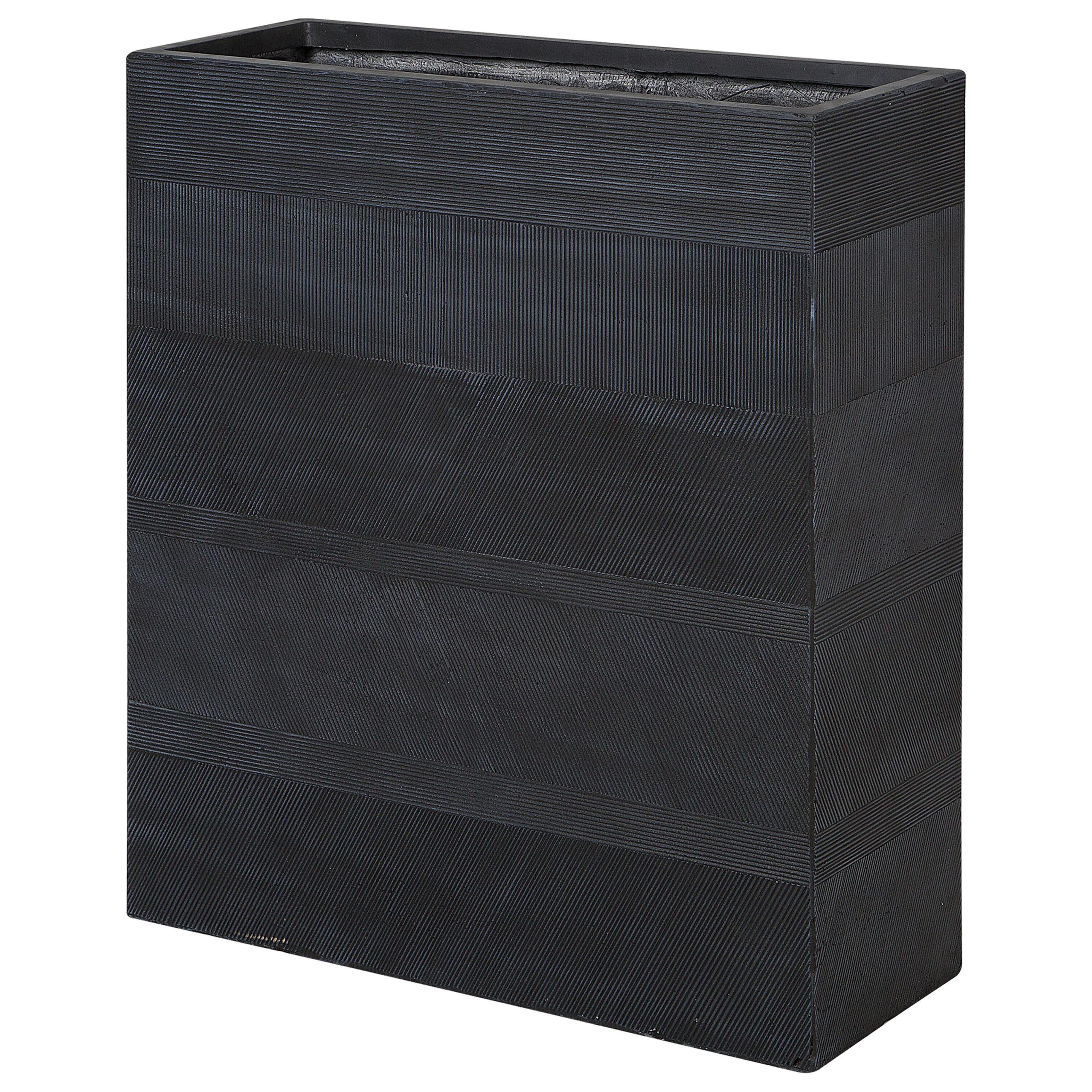 BLUMENTOPF schwarz rechteckig 80/30/92 cm Thimena - Schwarz, Naturmaterialien (92cm) - Beliani
