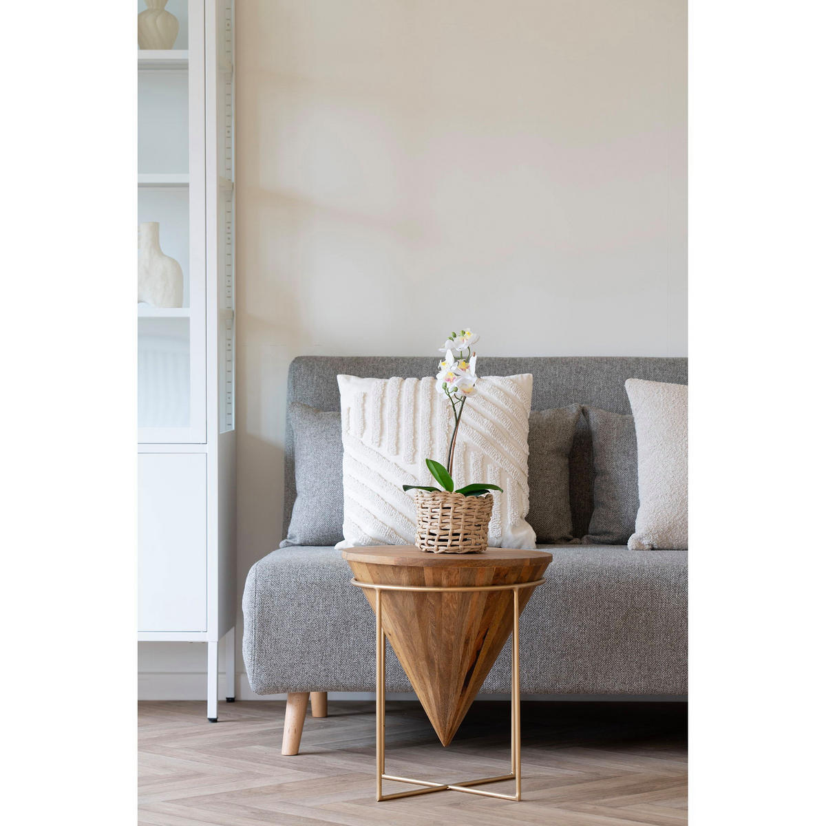 COUCHTISCH Hapur Mangoholz, Stahl Natur - Naturfarben, Holz (40/40/43cm) - tinkaro