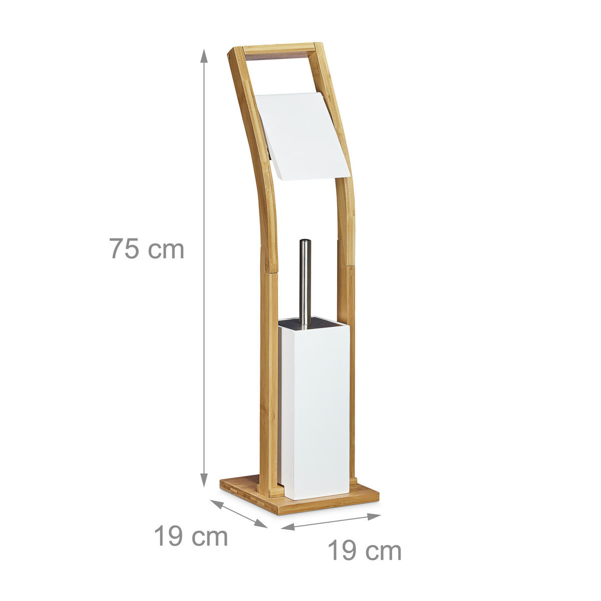 WC Garnitur - Multicolor, Holz/Metall (19/75/19cm) - Relaxdays