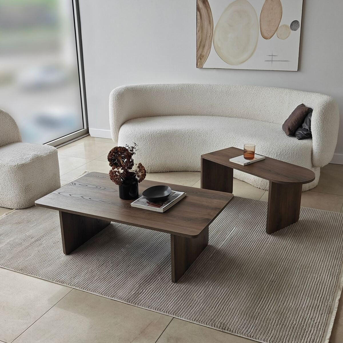 COUCHTISCHE 2er?Set asymmetrische Tischplatten L105 cm 105/60/35 cm - Naturfarben, Holzwerkstoff (65/60/35cm) - Calicosy