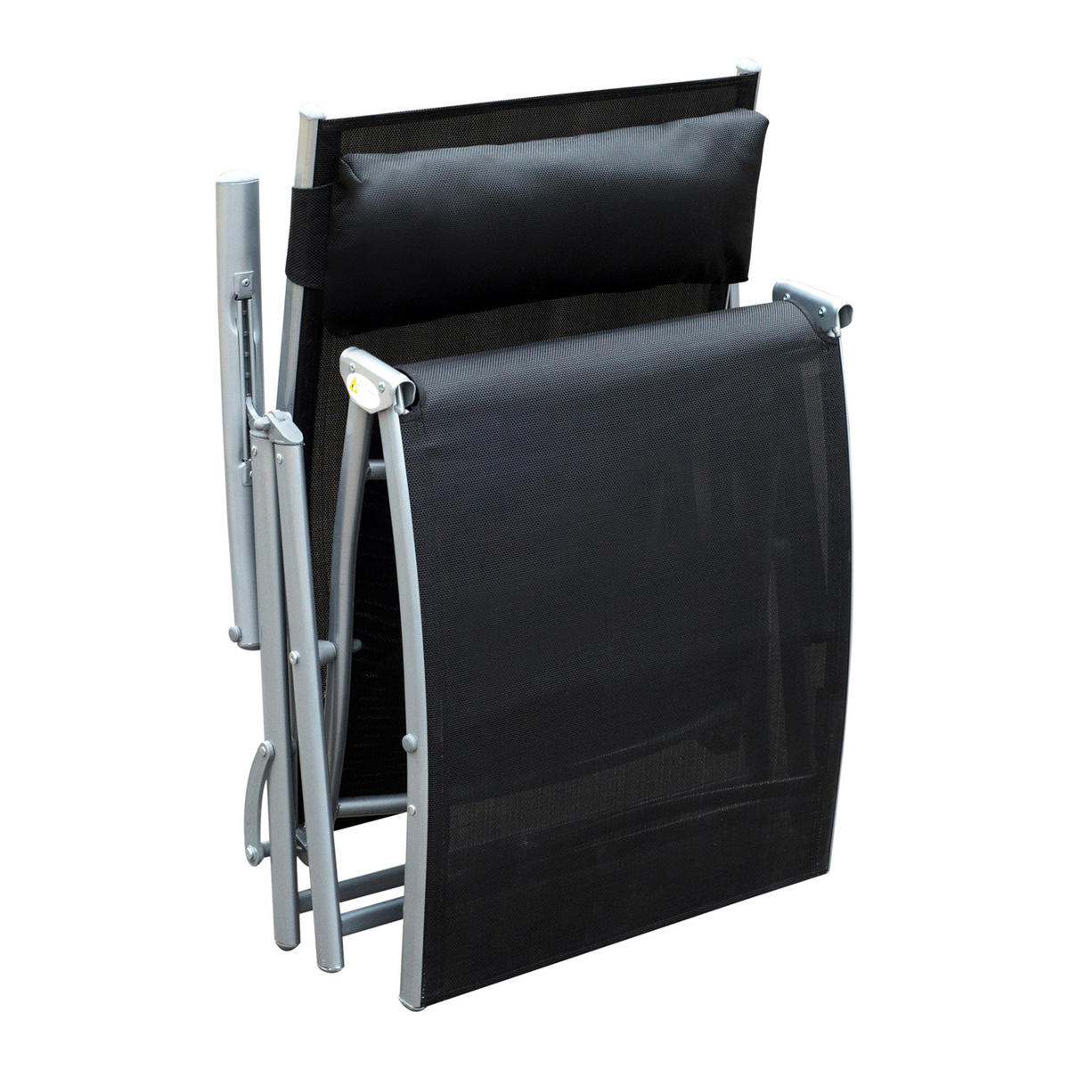SONNENLIEGE DE-13547 7-fach verstellbar mit Kopfstütze Schwarz - Schwarz, Metall (63.5/100.5/137cm) - ComfortXL