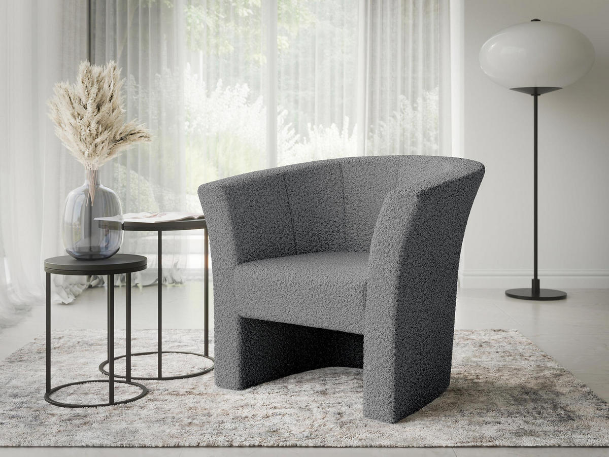 SESSEL Niko Boucle - Schwarz/Grau, Holzwerkstoff/Kunststoff (71/76/65cm) - MIRJAN24