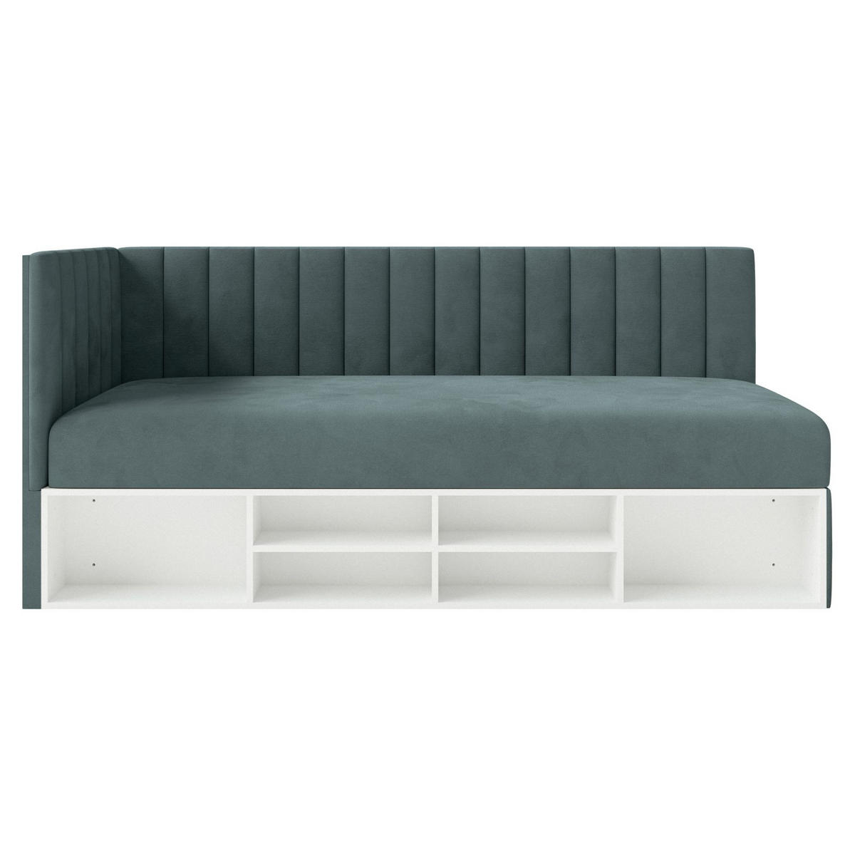JUGENDBETT Ventrio Blaugrau Easy-Clean-Samtbezug 90x200 cm - Hellgrau, Kunststoff/Textil (90/200cm) - Selsey