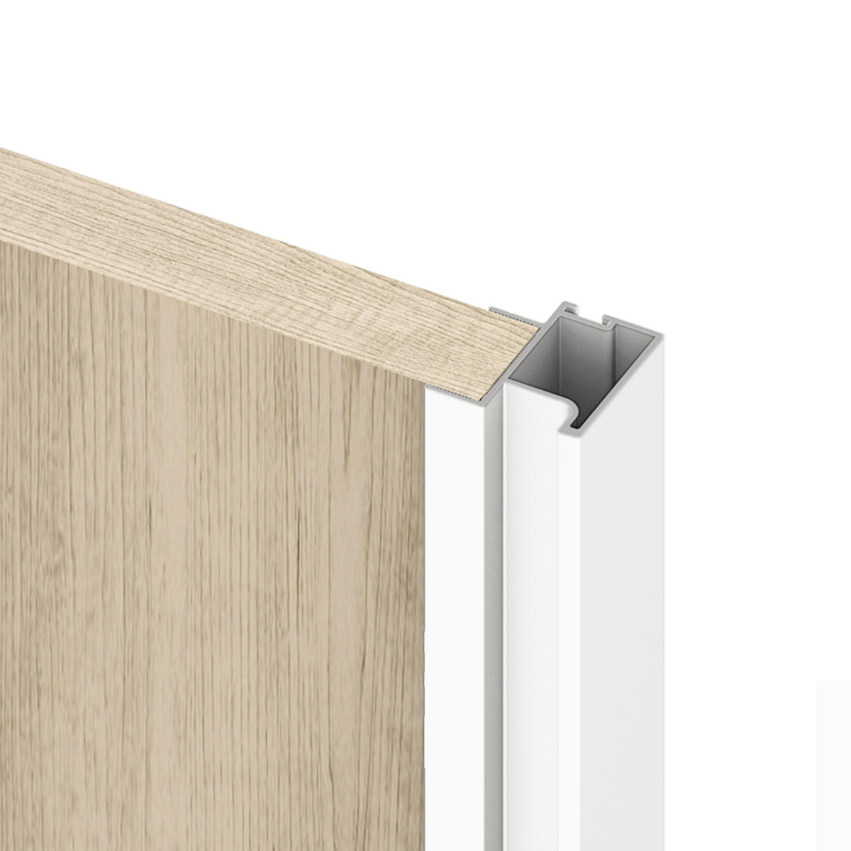 HARDWARE SET für Placard 74 2-Schiebe-Kleiderschrank mit sanftem Schliessen, Griff-Modell Sharp, Stärke 19mm, ohne Paneele, Weiß metallic - Weiß, Metall (3.4/8/235cm) - EMUCA