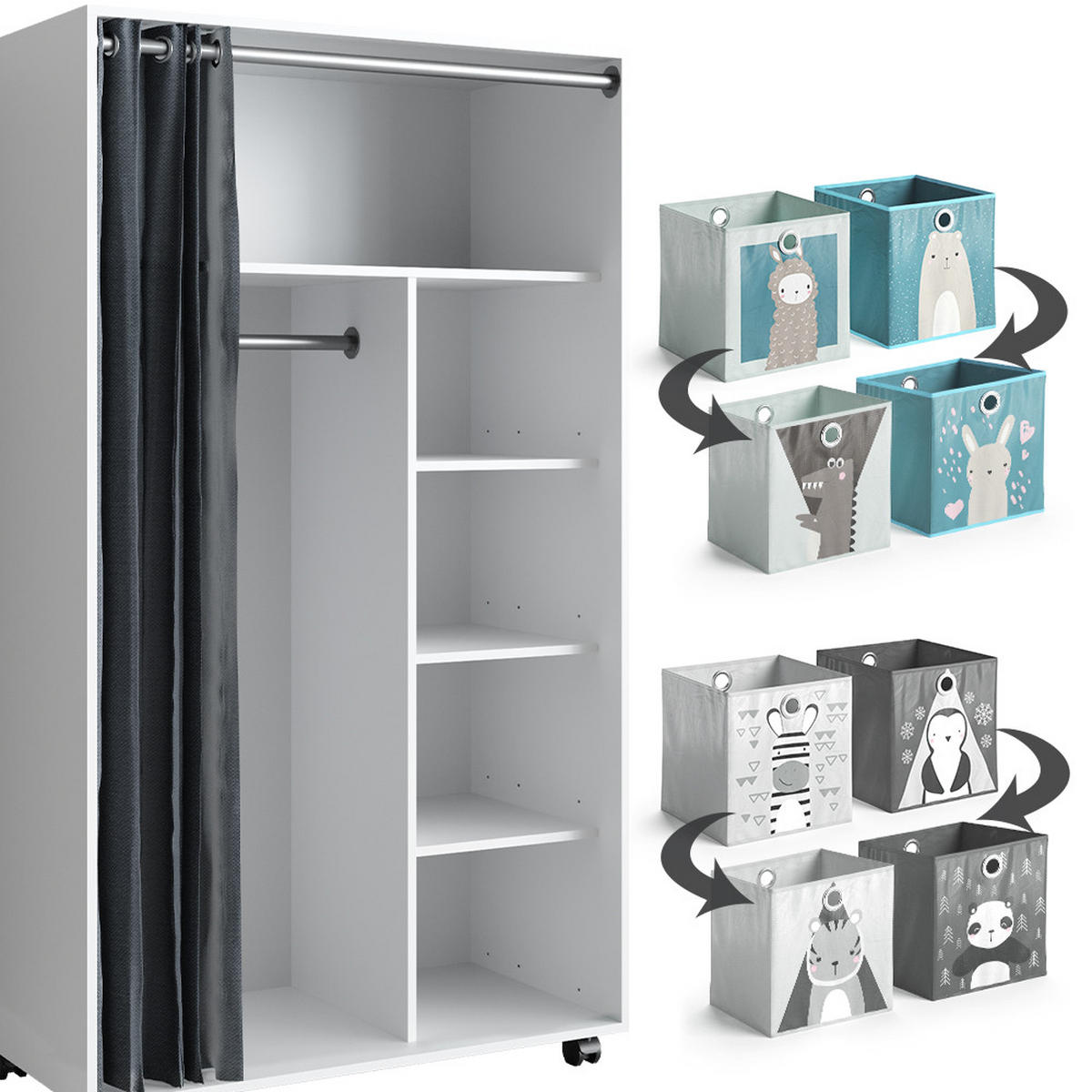 KLEIDERSCHRANK Doros Weiß 100 x 168 cm - Weiß, Holzwerkstoff (100/168/50cm) - Vicco
