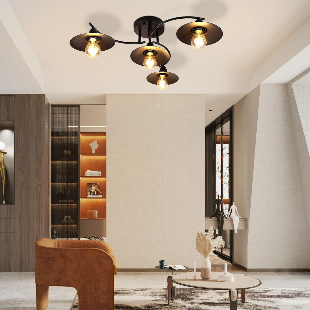 LED-DECKENLEUCHTE Quirin 61/57/19 cm - Schwarz, Metall (61/57/19cm) - Nettlife