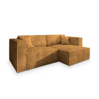 ECKSOFA NERIO P Gelb Kordstoff mit Schlaffunktion - Gelb, Holz (245/148cm) - MASSENO