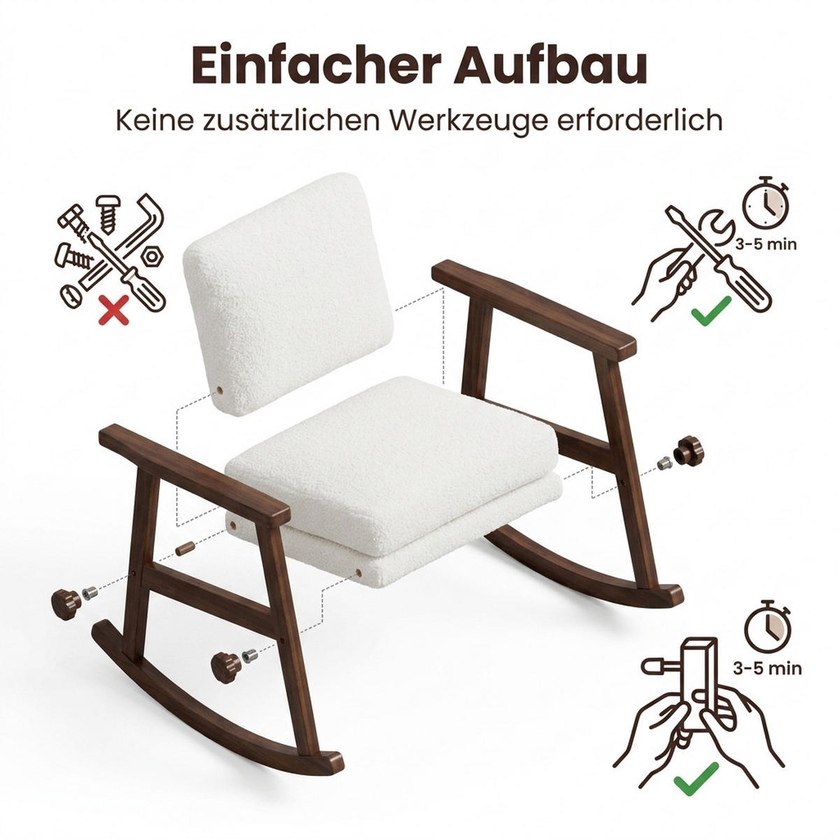 SCHAUKELSTUHL Weiß Samt - Weiß, Textil (73/80/83cm) - Oxeza