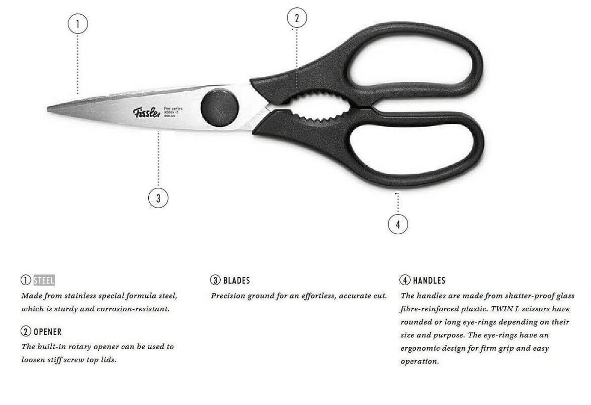 KÜCHENSCHERE PROFI 20 cm Edelstahl Schwarz - Silberfarben/Schwarz, Kunststoff/Metall (20cm) - Fissler