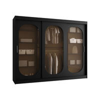 SCHWEBETÜRENSCHRANK Bahrajn 250 - Silberfarben/Schwarz, Holzwerkstoff/Kunststoff (250/200/62cm) - MIRJAN24