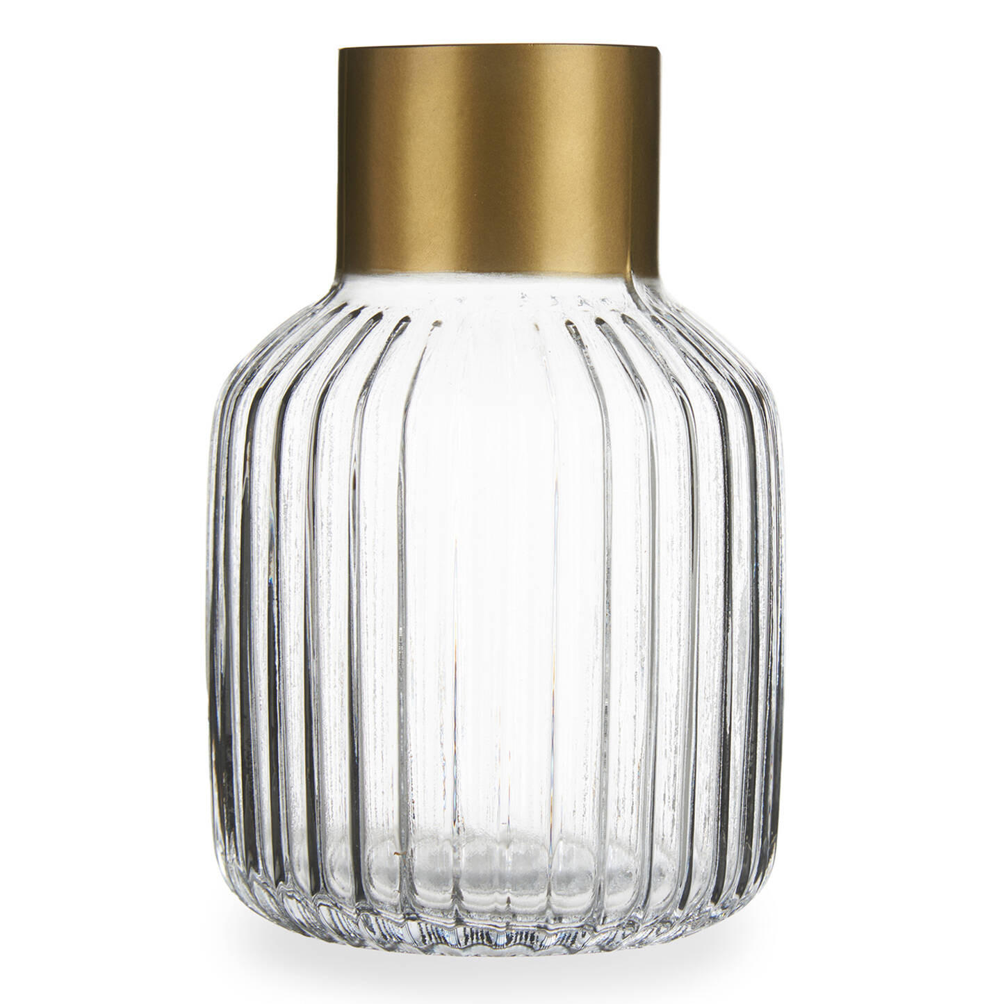 VASE Golddekor 18 cm - Transparent, Glas (18cm) - Giftdecor