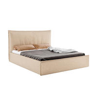 POLSTERBETT LUNA 140x200 cm mit Bettkasten, Stauraum und Metall-Lattenrost – Bouclé Stoff Beige - Beige/Schwarz, Textil/Metall (140/200cm) - Luxkor24