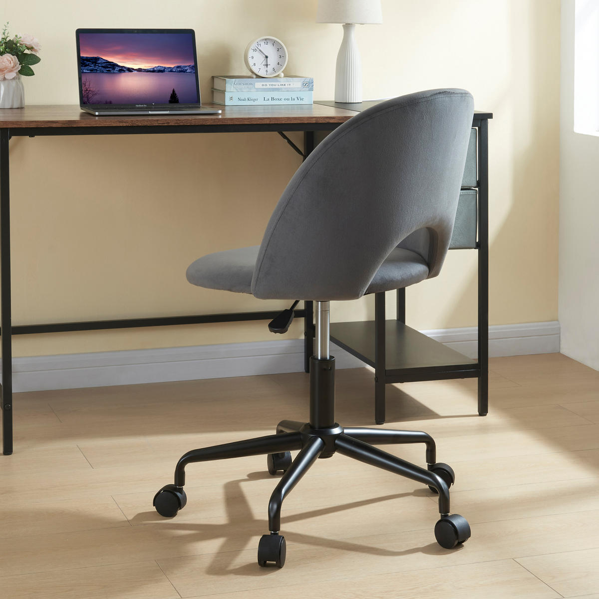 DREHSTUHL Kajaani - Grau, Textil/Metall (50.5/87/54cm) - [en.casa]