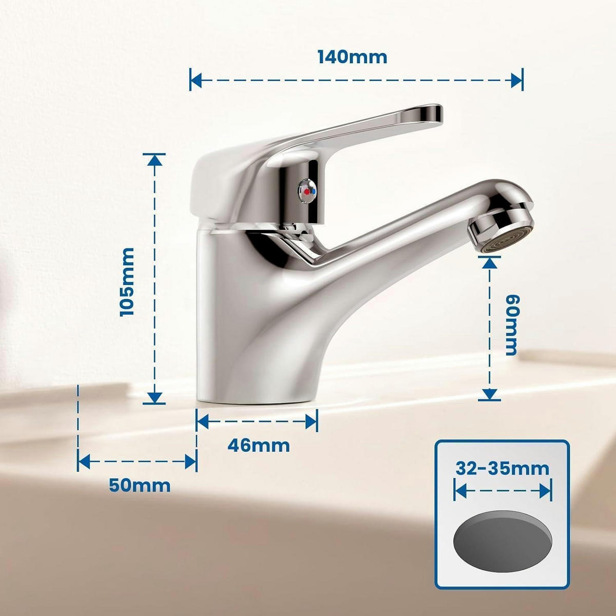 WASCHTISCHARMATUR Einhandmischer Chrom ohne Ablaufgarnitur - Silberfarben, Metall (17/6/22cm)