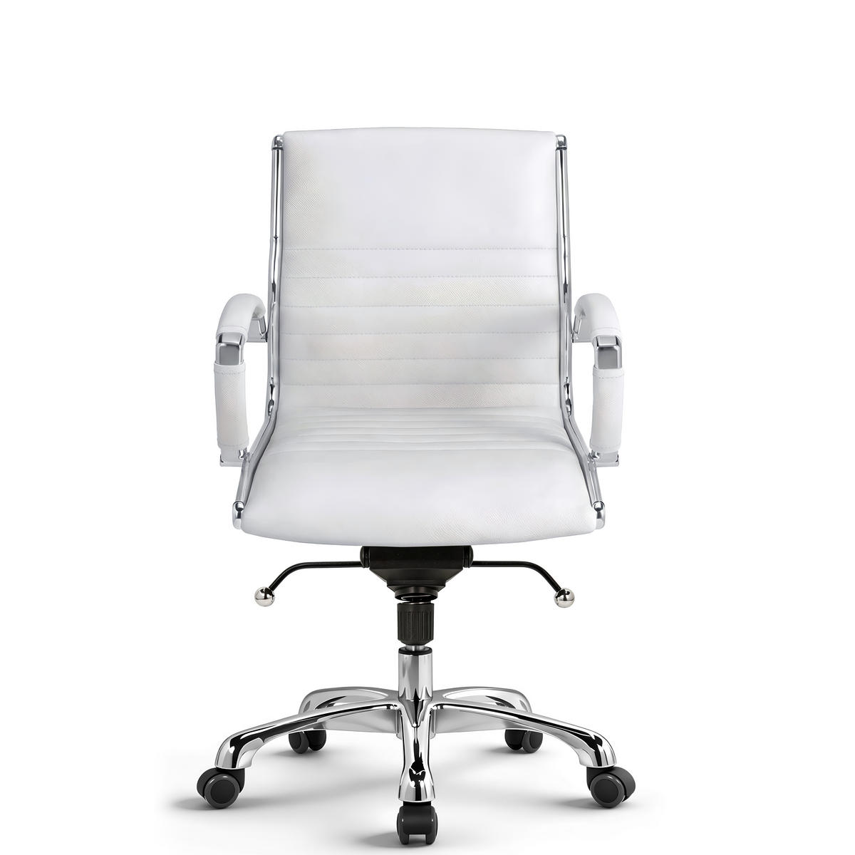 DREHSTUHL Montreal Echtleder Weiss – ergonomisch, 150 kg belastbar, Sitzhöhe 46-54cm - Weiß, Leder/Metall (60/97/60cm) - Versee