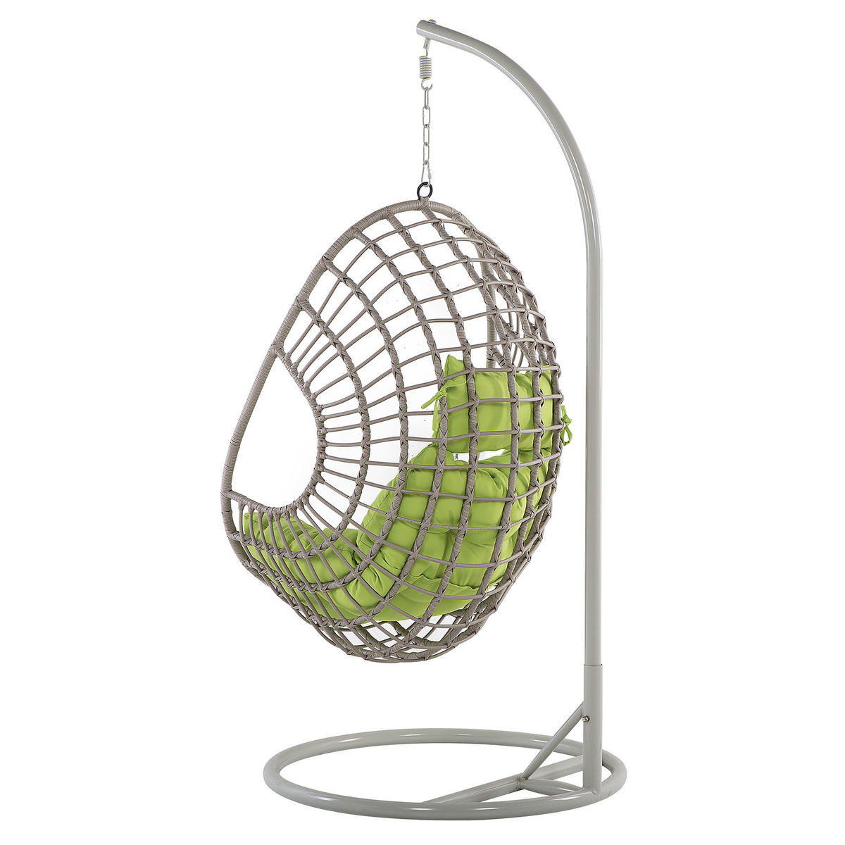 HÄNGESESSEL mit Gestell PE Rattan taupe 96 cm Arpino - Taupe/Grün, Kunststoff (96/200/96cm) - Beliani