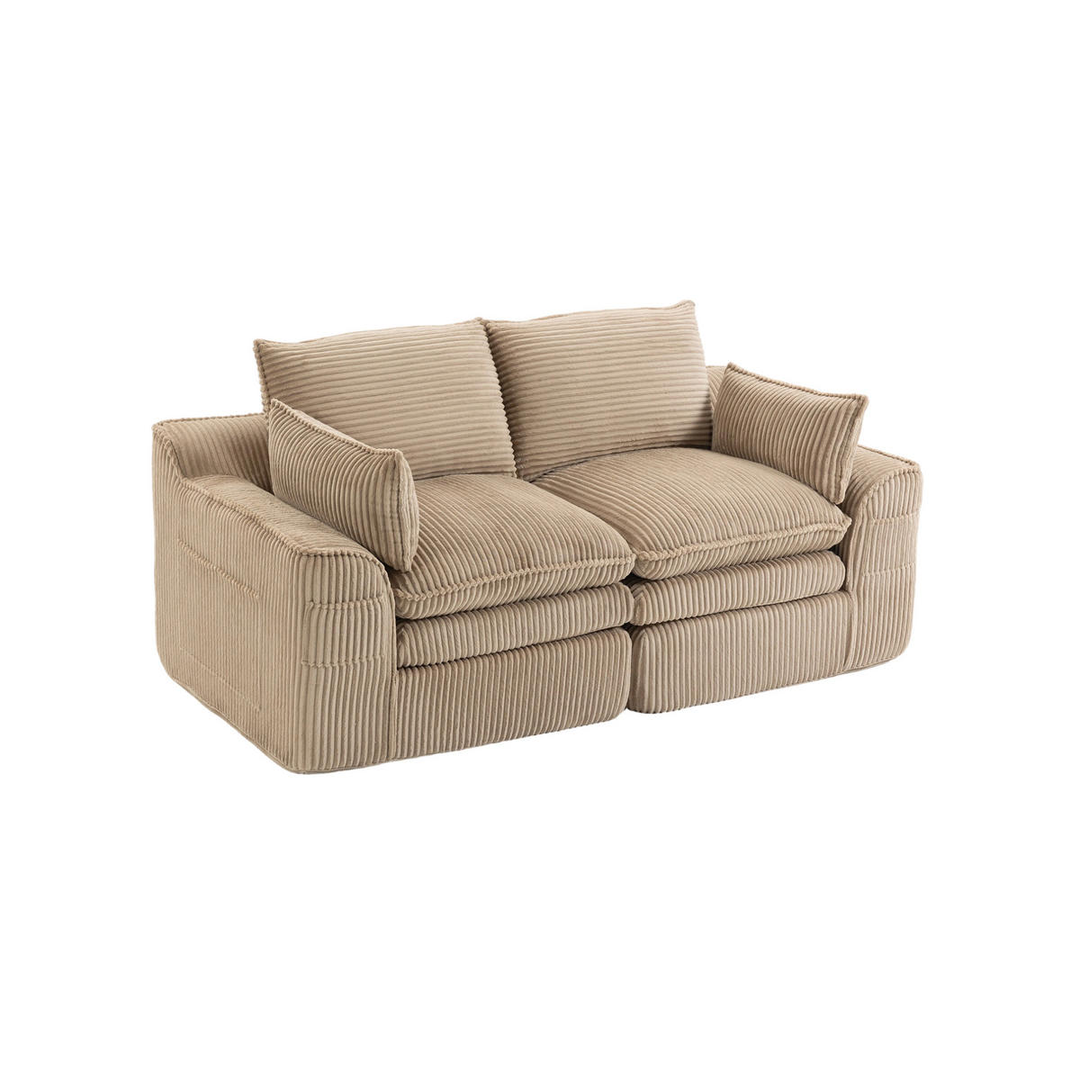 2-SITZER-SOFA 191/94/85 cm mit Seitentaschen, Kissen und Federkern, Khaki - Beige, Textil (191/85/94cm) - Redom
