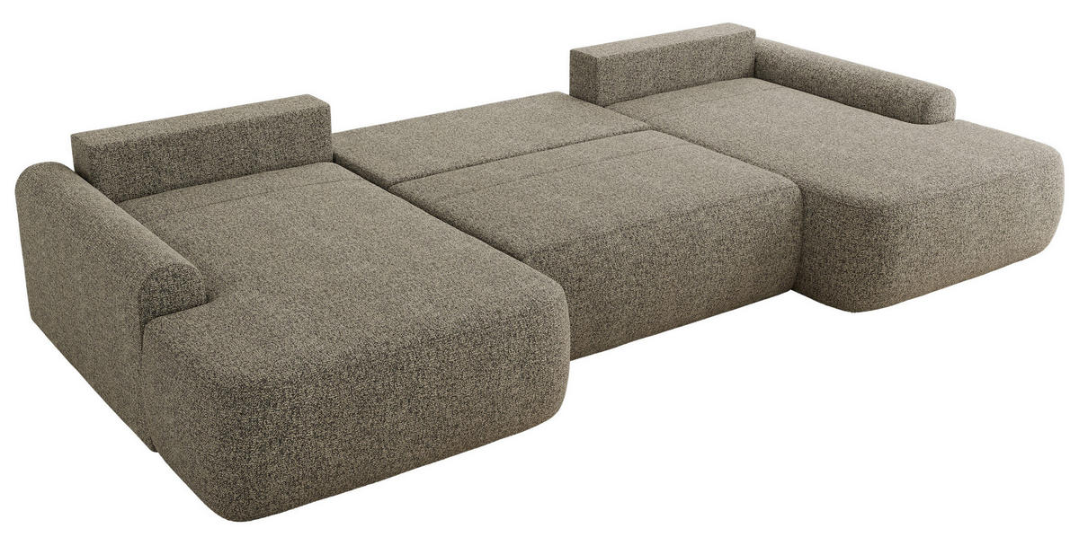 WOHNLANDSCHAFT CUBO U Grau Struktur - Schwarz/Grau, Kunststoff/Textil (370/100/187cm) - MKS