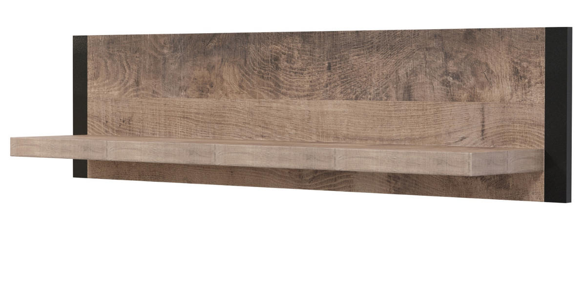 WANDBOARD Eiche Tabak, schwarz, Bücherregal 110 cm hängend - Eichefarben/Schwarz, Holzwerkstoff (110/28/23cm) - Top.Furn