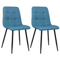 ESSZIMMERSTUHL Till, 2er Set Stoff, Gestell Metall matt Schwarz Blau - Blau/Schwarz, Textil/Metall (45/88/52cm) - TPFLiving