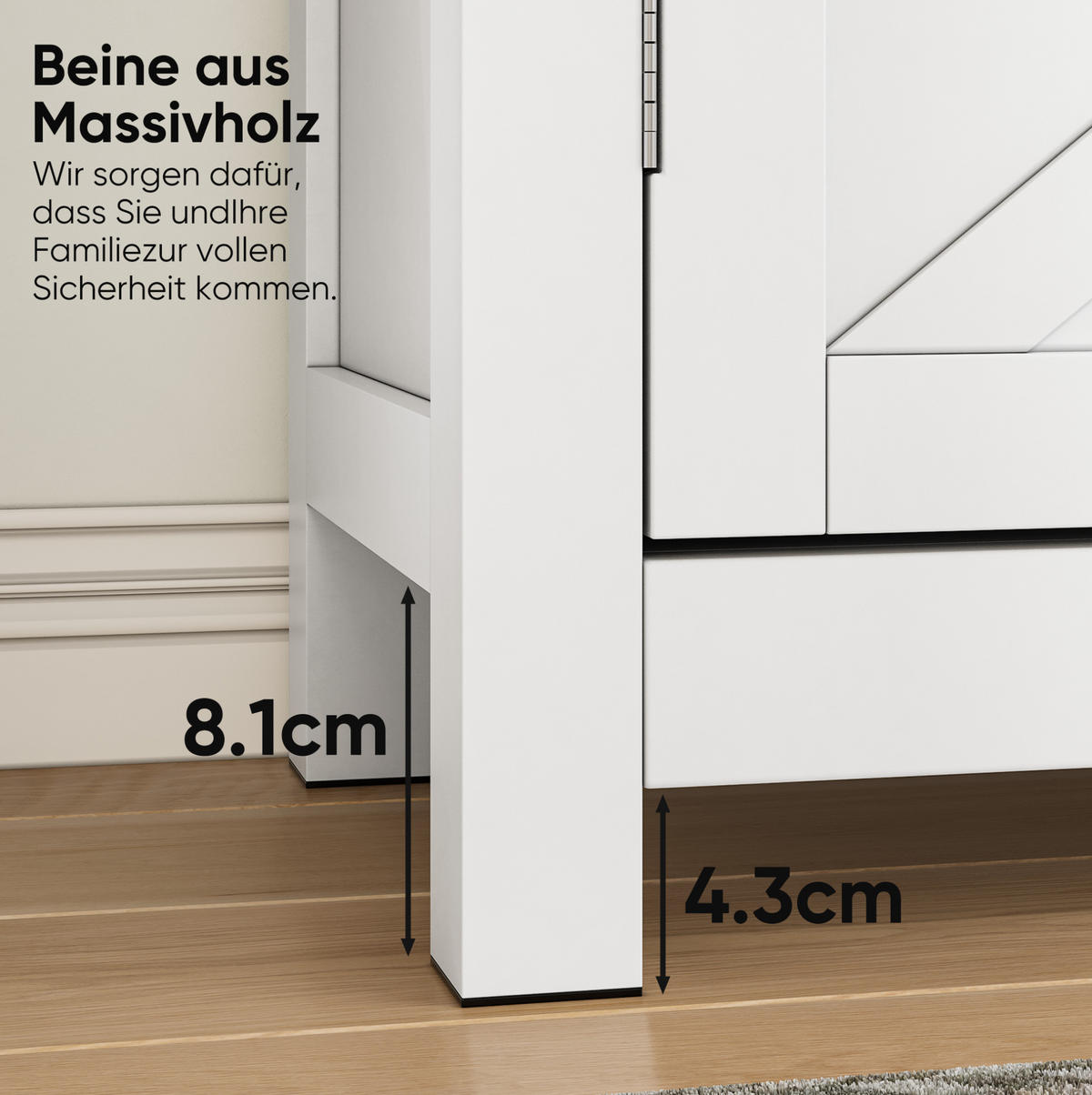 WASCHBECKENUNTERSCHRANK 76x30x83 cm Weiß & Walnuss mit Schublade, Scheunentoren & Walnussplatte - Weiß, Holzwerkstoff (76/83/30cm) - Modfu