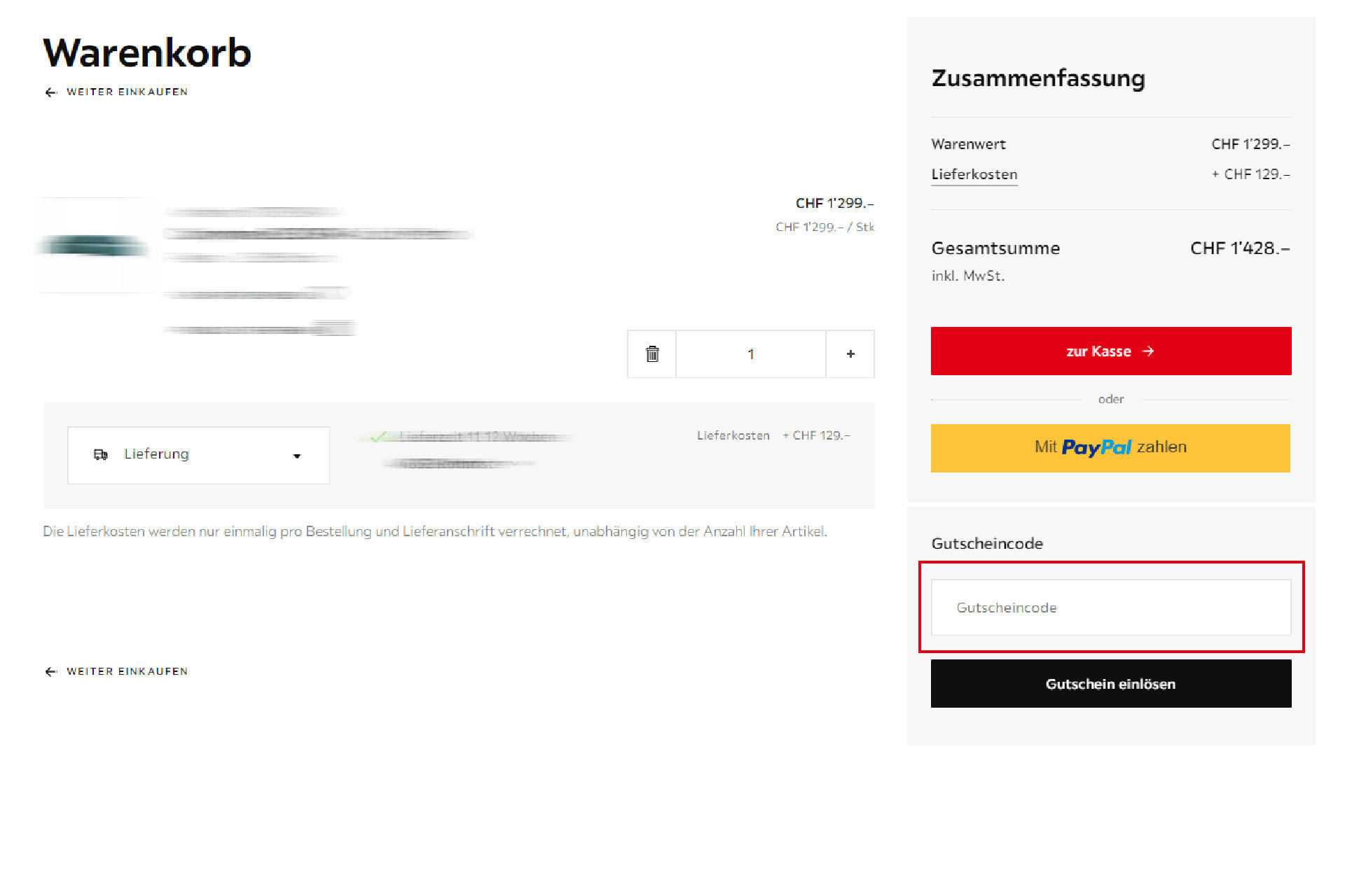 Gutschein-Code im Checkout einloesen