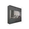 KLEIDERSCHRANK mit Spiegel-Schiebetüren und Aluminium-Leisten, LED-Beleuchtung - CELI - 200 cm Grau - Grau, Holzwerkstoff (200/216/61cm) - ALTDECOR