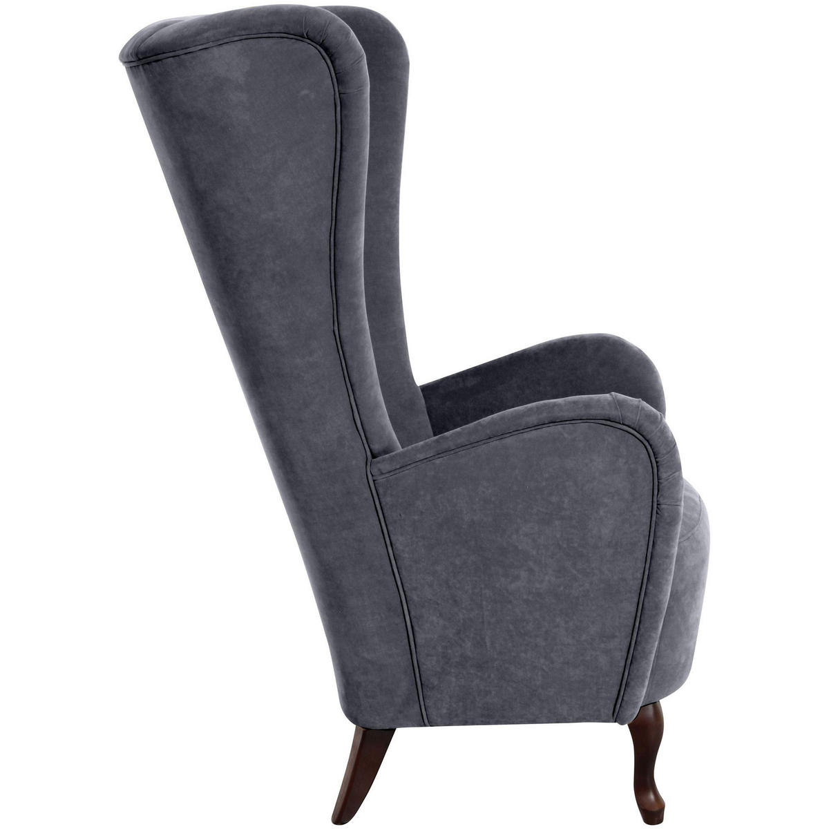 HOCHLEHNSESSEL Kailey Bezug Velourstoff Buche nussbaum dunkel / anthrazit - Anthrazit, Kunststoff (96/122/89cm) - 58aufmkessel