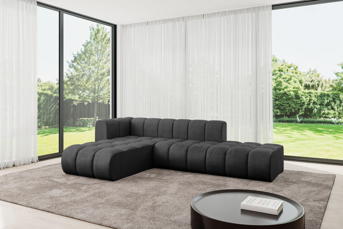 ECKSOFA modulares Sofa Zuvon-L1 - 296x177x70 cm Schwarz - Schwarz, Holzwerkstoff/Textil (296/177cm) - ALTDECOR