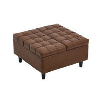 HOCKER Couchtisch,Aufbewahrungsstuhl,höhenverstellbar,PU-Leder,Braun - Braun, Metall (75/41/75cm) - LVHOM