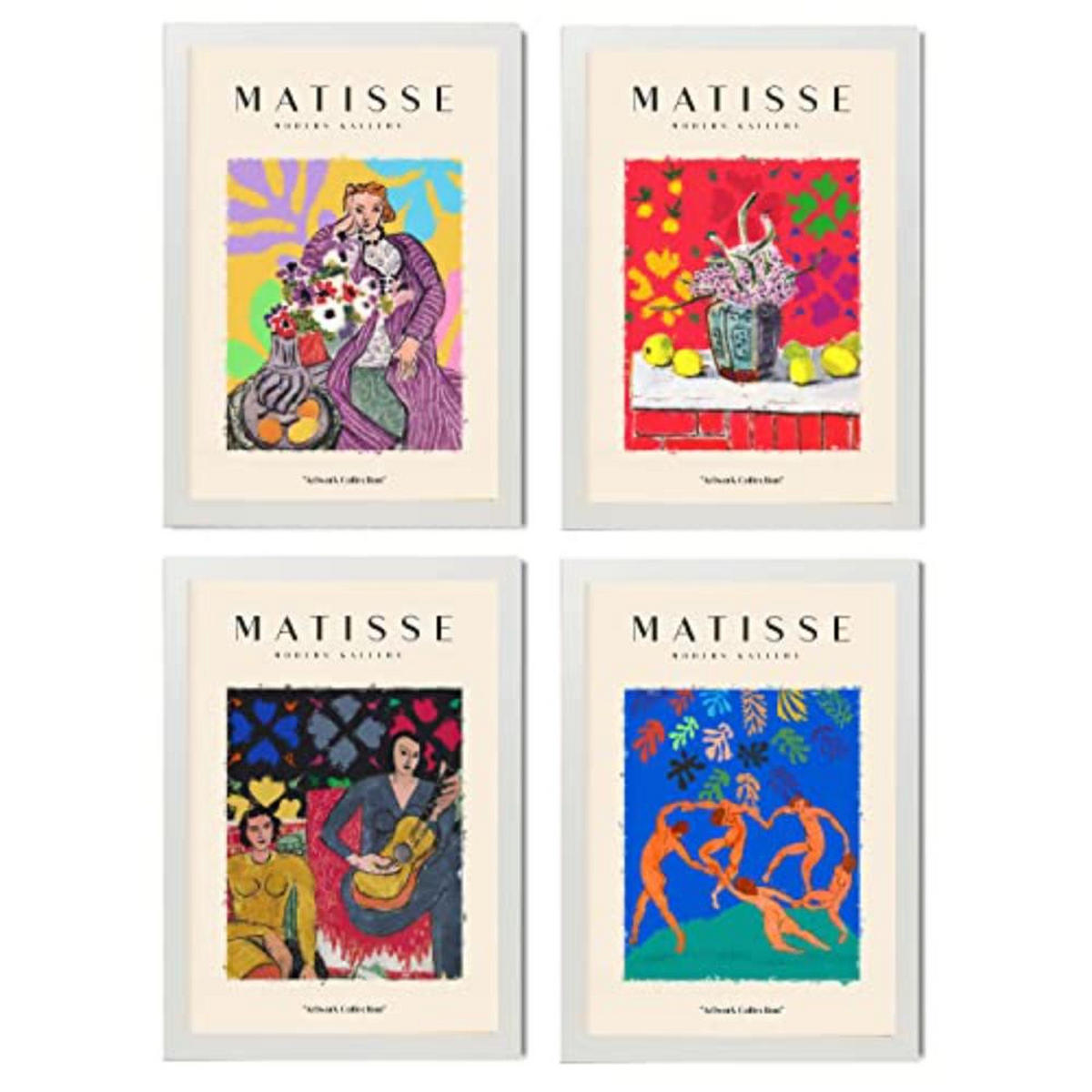 POSTER Set mit 4 Matisse Events A4 Weißer Rahmen - Weiß, Papier (29.7/3cm) - Nacnic