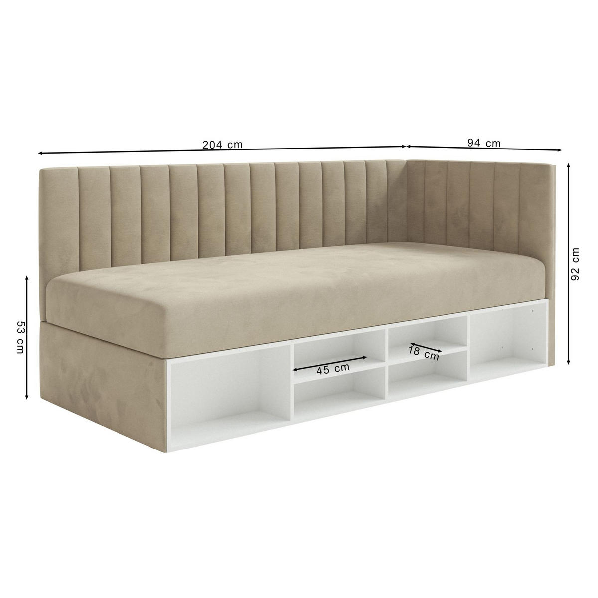 JUGENDBETT Ventrio Blaugrau Easy-Clean-Samtbezug 90x200 cm - Hellgrau, Kunststoff/Textil (90/200cm) - Selsey