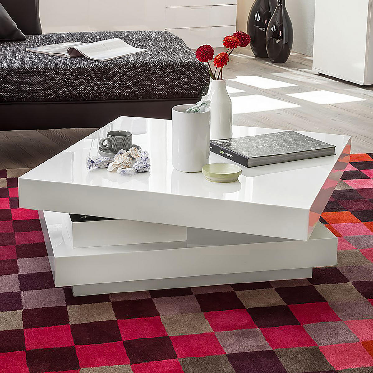 COUCHTISCH - Hochglanz Weiß - Weiß Hochglanz, Holzwerkstoff (75/75/30cm) - home24