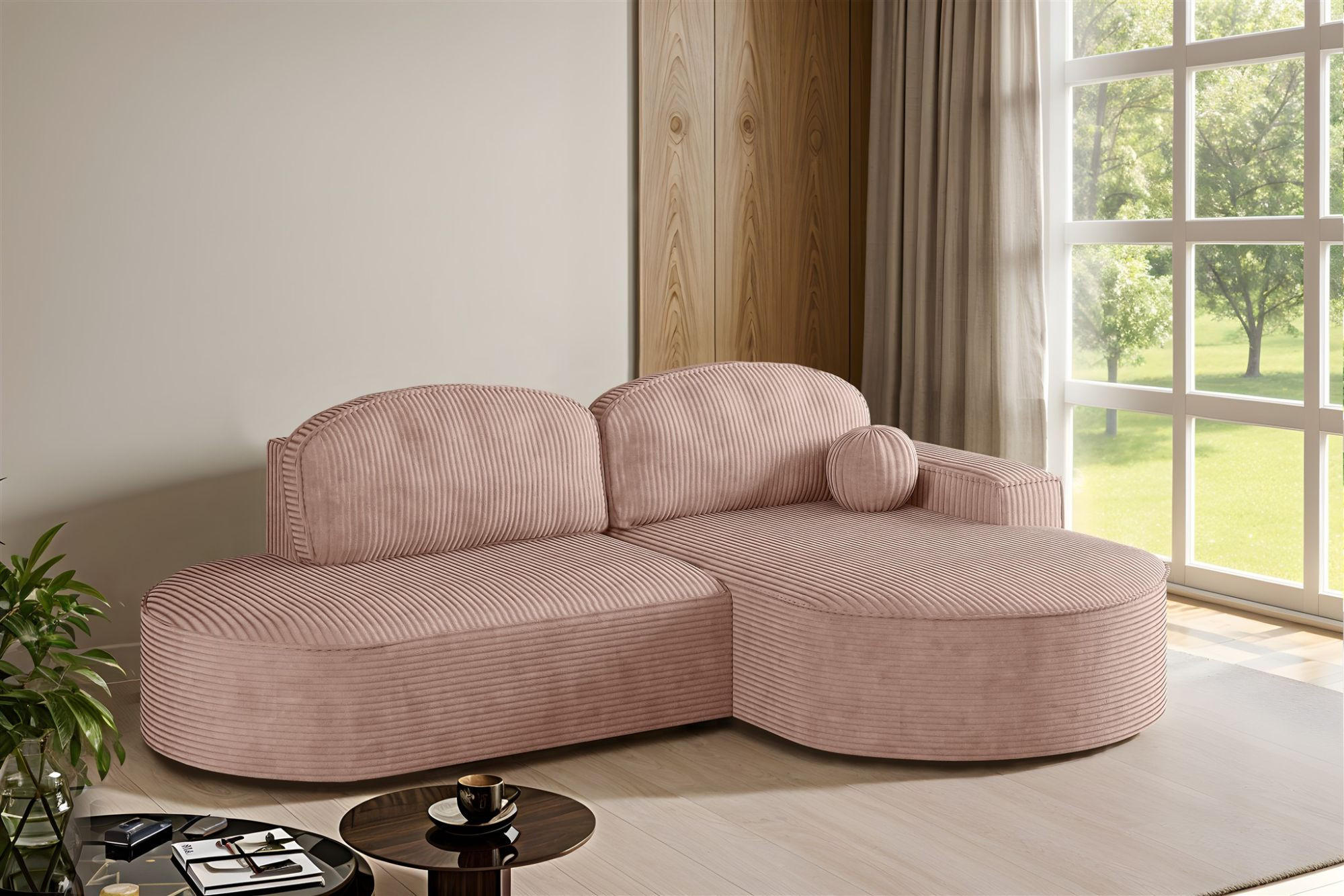 ECKSOFA Girona Mit Schlaffunktion - Rosa, Holzwerkstoff/Textil (278/179cm) - Fun Möbel