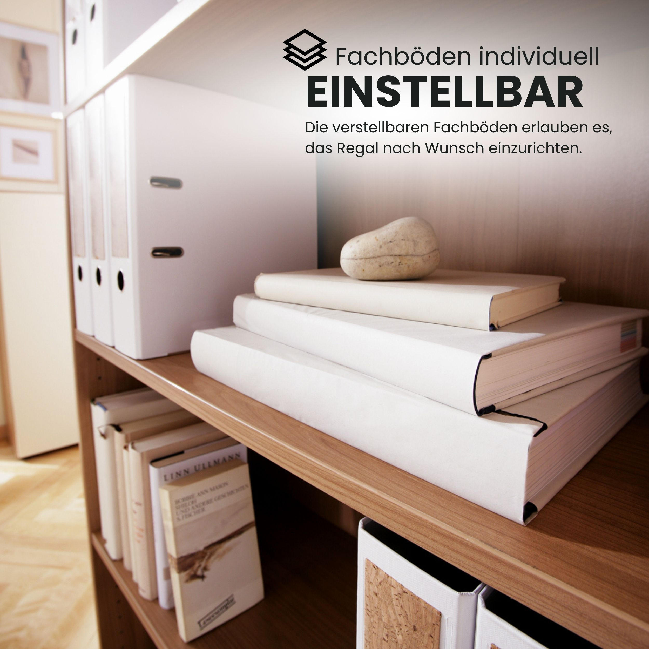 REGAL - 5 Ordnerhöhen 33/80/188 cm in Weiß - Weiß, Holzwerkstoff (80/188/33cm) - bümö
