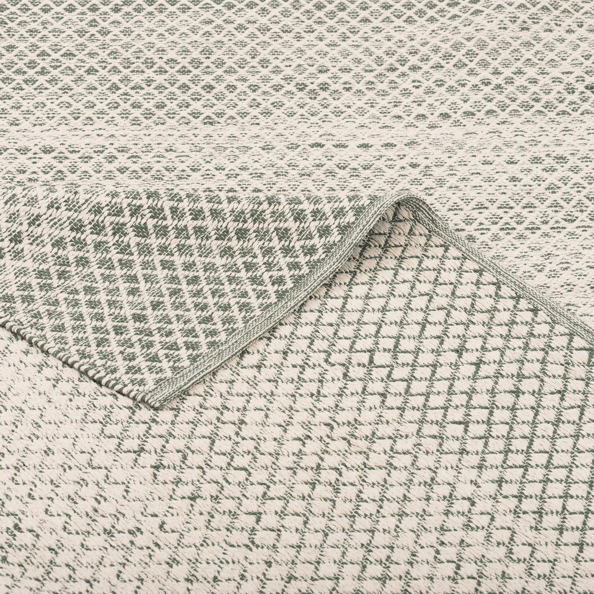 BAUMWOLLE NATUR KELIM TEPPICH SANDY MELIERT - Grün, Textil (70/140cm) - Pergamon