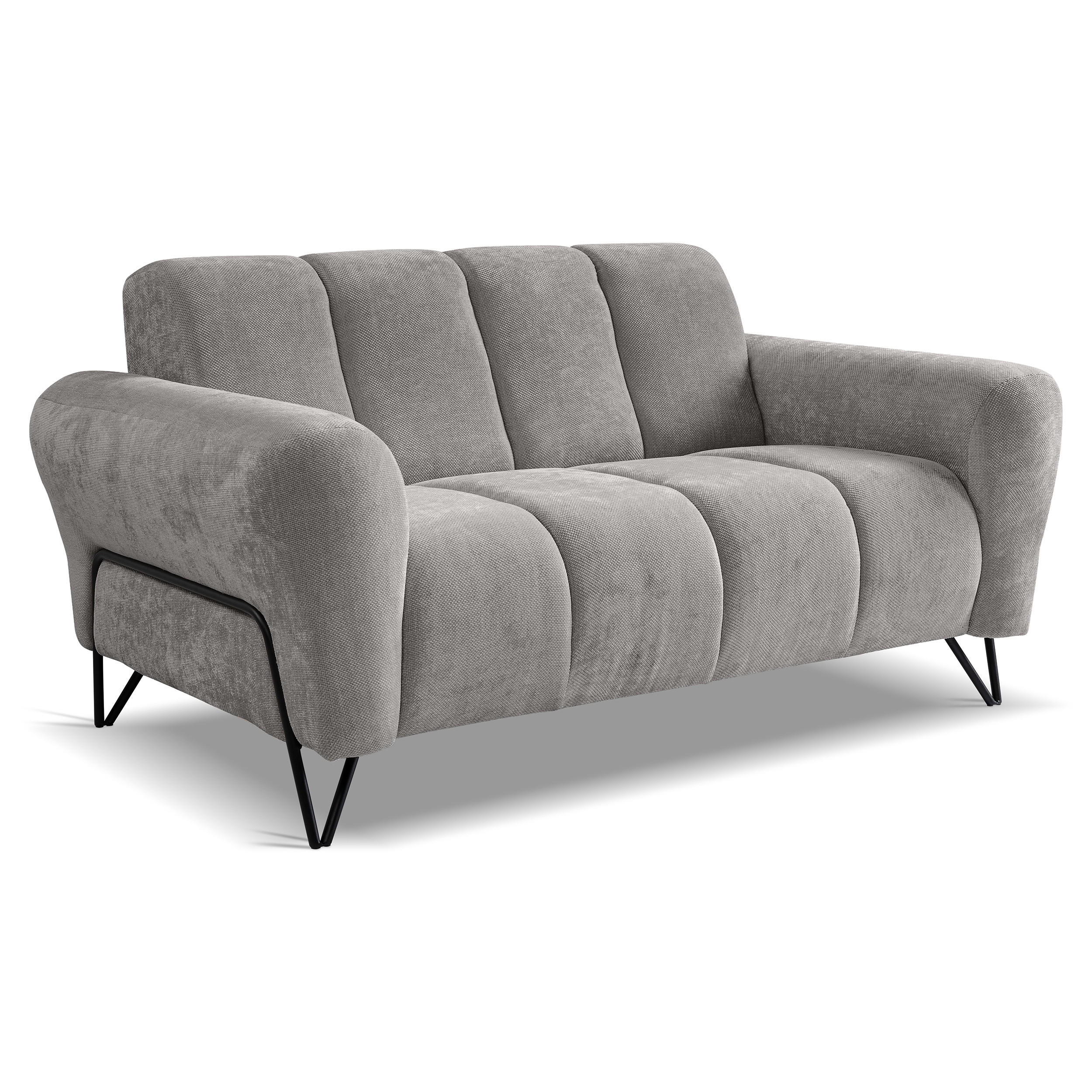 2-SITZER SOFA Volare ohne Schlaffunktion Hellgrau - Hellgrau/Schwarz, Textil/Metall (160/83/98cm) - Beautysofa