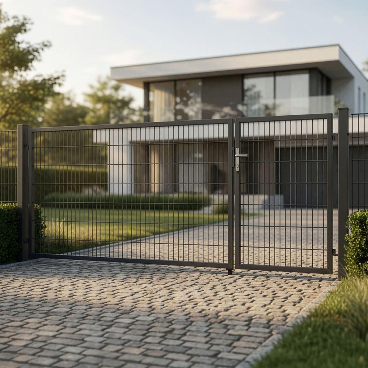 DOPPELFLÜGEL Gartentor ADITUS - 200 x 350 cm Anthrazit - Anthrazit, Metall (350/200/6cm) - Home Deluxe
