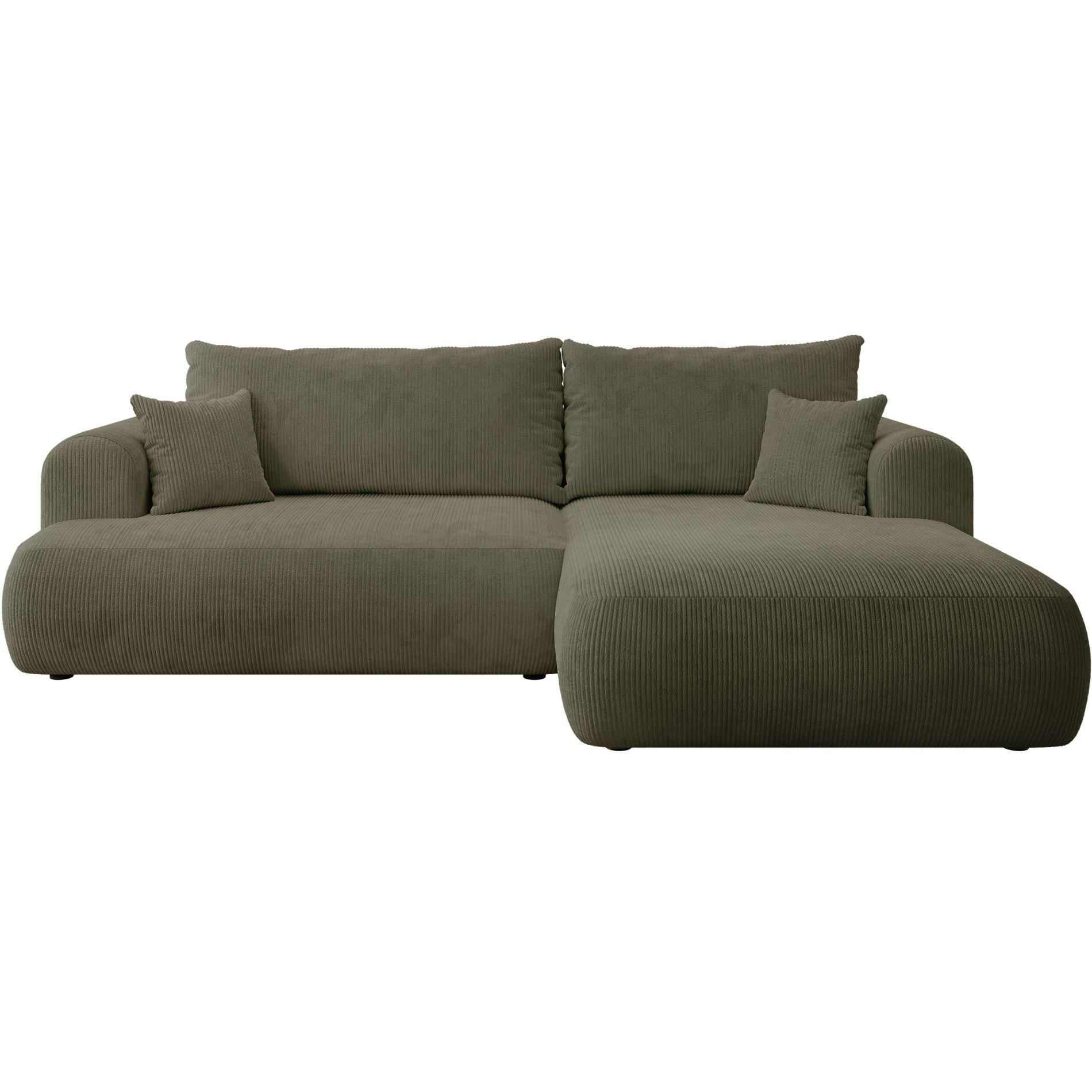 ECKSOFA Ovo Cord mit Cordbezug Olivgrün, rechts - Schwarz/Olivgrün, Textil (260/165cm) - Selsey