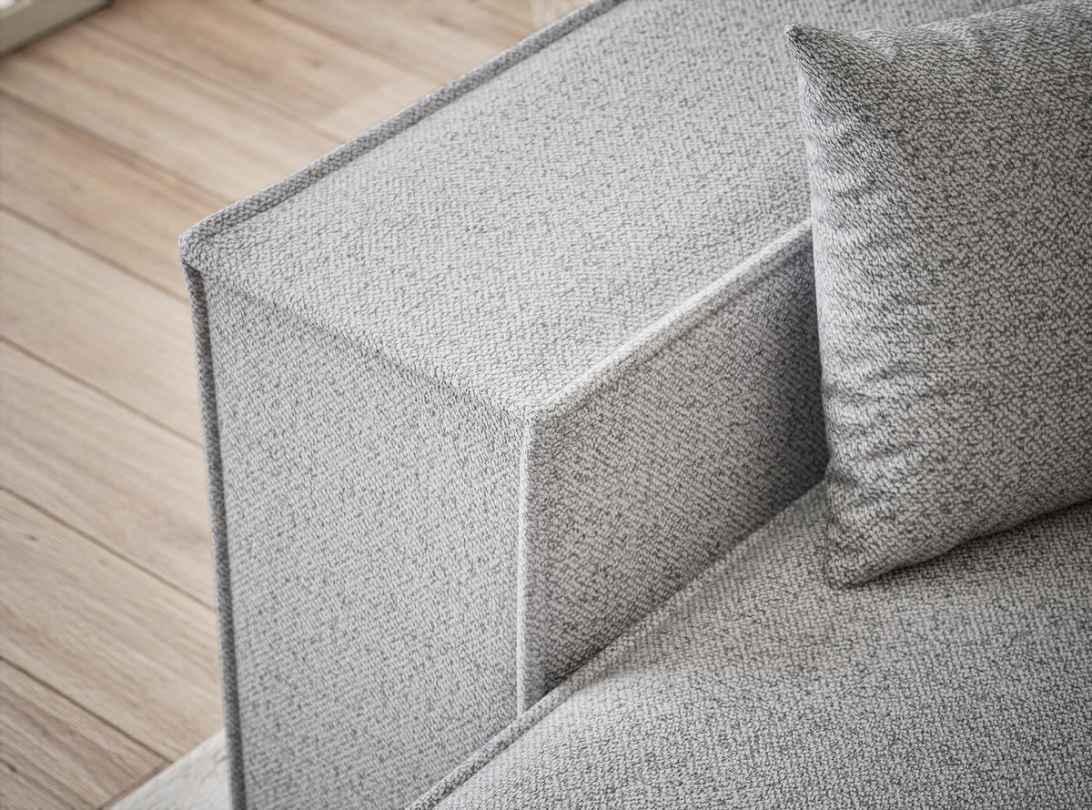 ECKSOFA MIT SCHLAFFUNKTION Zaya Hellgrau Webstoff - Hellgrau/Schwarz, Holz/Holzwerkstoff (255/148cm) - Maison de Reve
