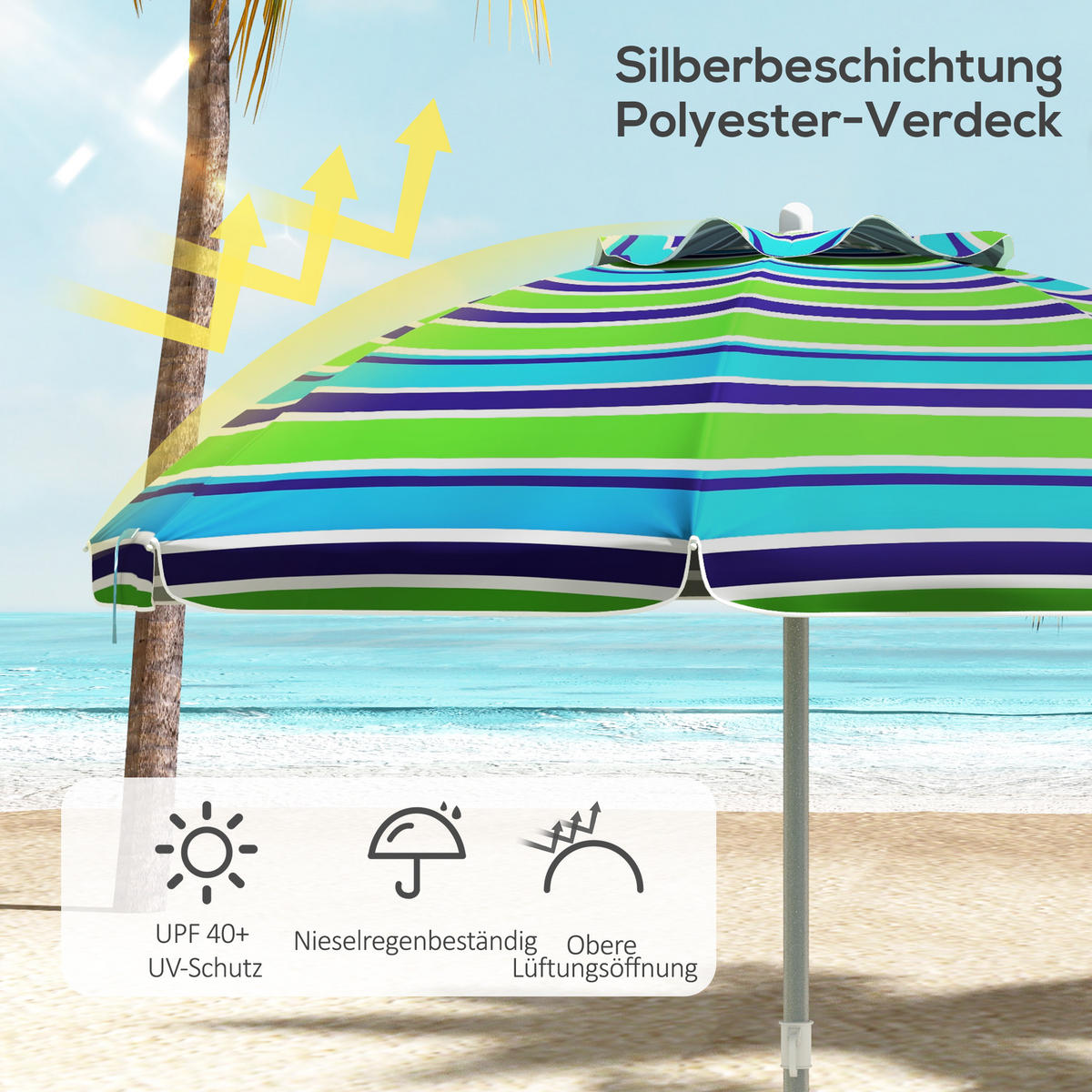 STRANDSCHIRM Polyester Mehrfarbig - Multicolor, Metall (178/178cm) - Outsunny