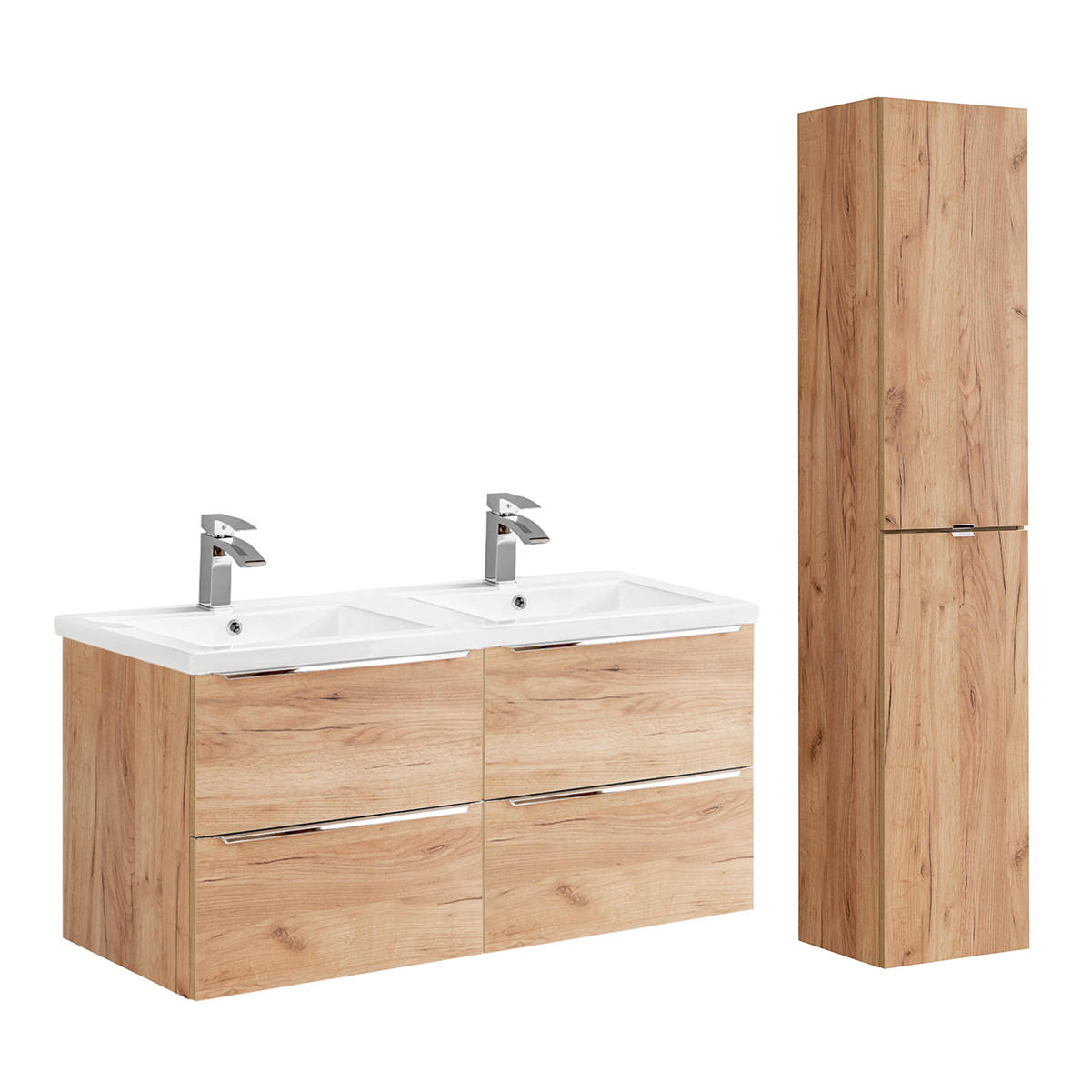 BADMÖBEL April 2er-Set Holz - Braun, Holzwerkstoff (120/57/46cm) - Petits-meubles