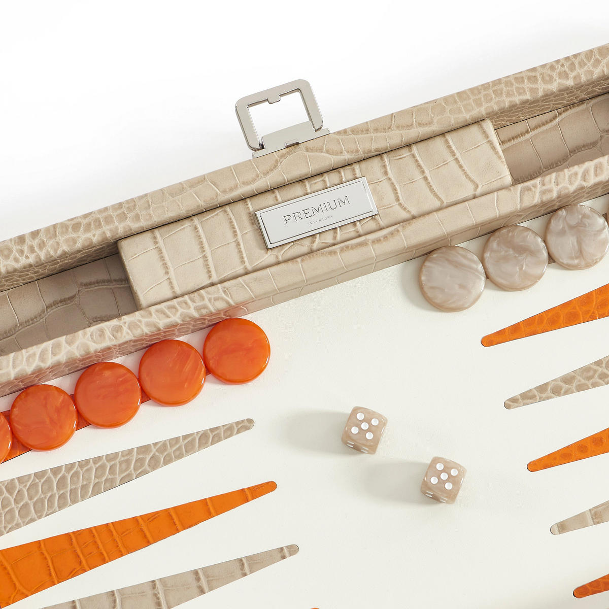 BACKGAMMON – Mittel BACKGAMMON Leder Sandbeige 38cm - Beige, Leder (38/24cm) - Premium Interiors