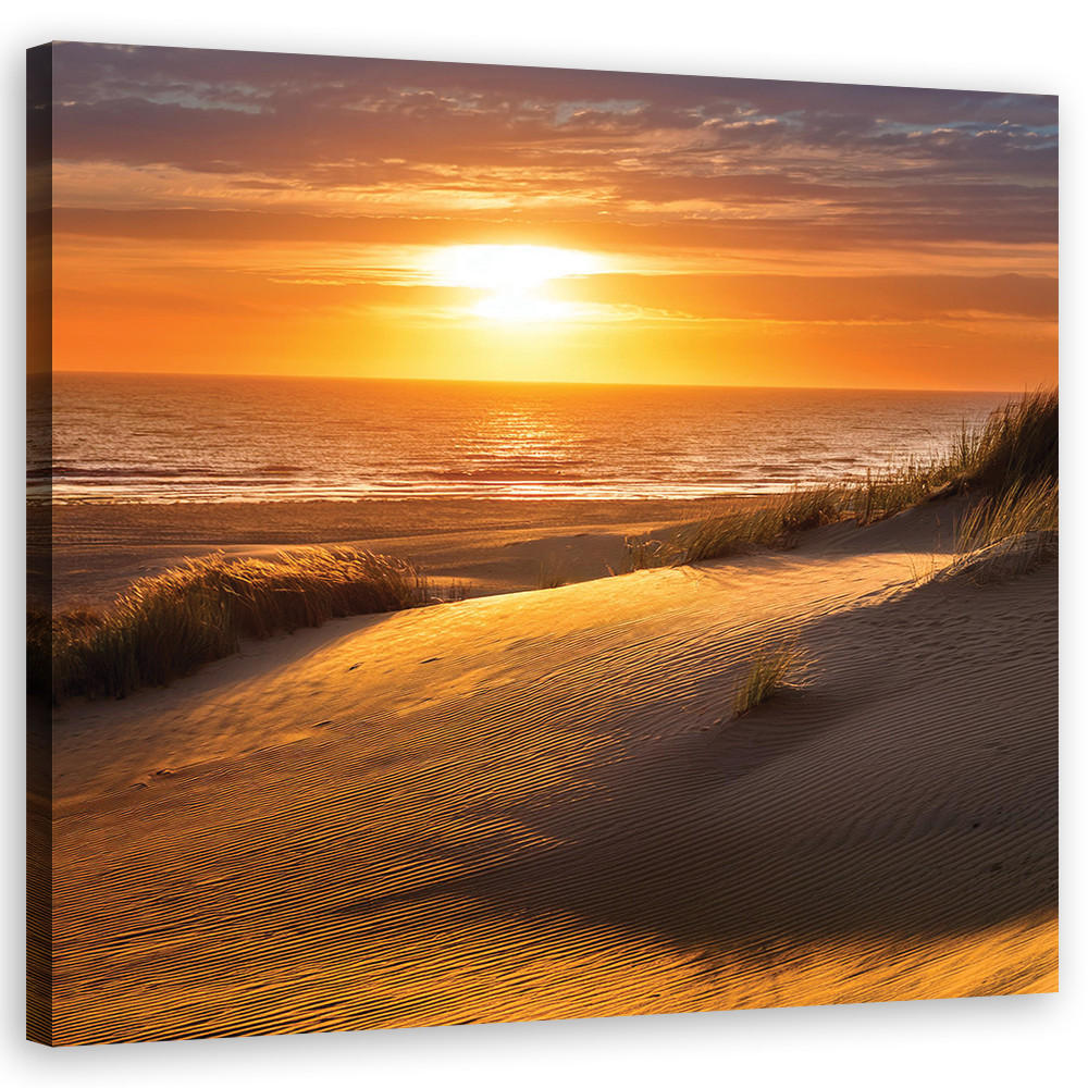 WANDBILD sonnenuntergang strand natur - Orange, Textil (50/50cm) - Feeby