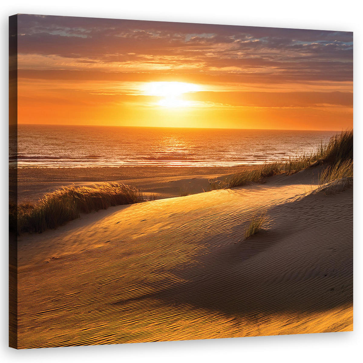 WANDBILD sonnenuntergang strand natur - Orange, Textil (50/50cm) - Feeby