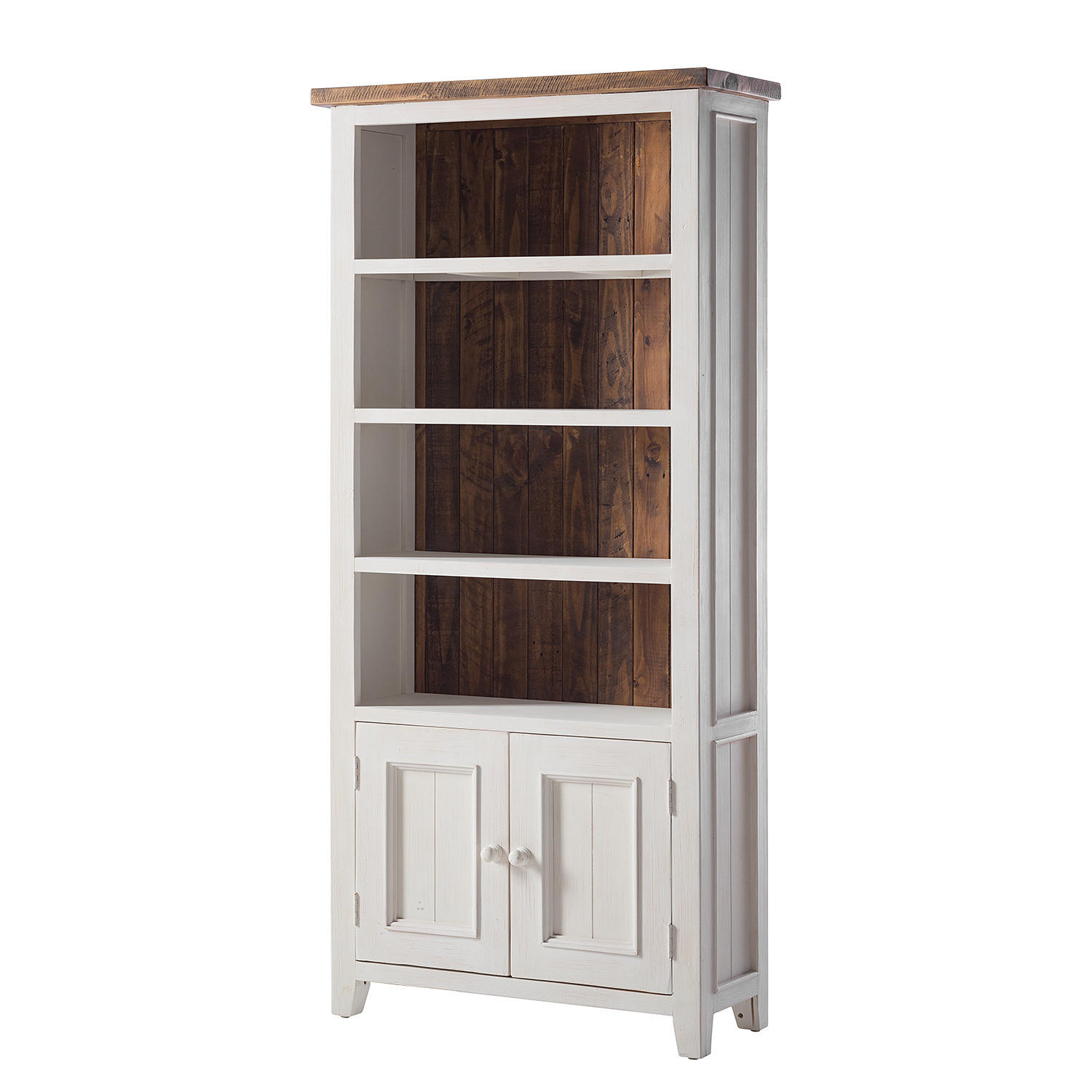 BÜCHERREGAL - Kiefer massiv - Weiß/Kieferfarben, Holz (90/190/35cm) - home24