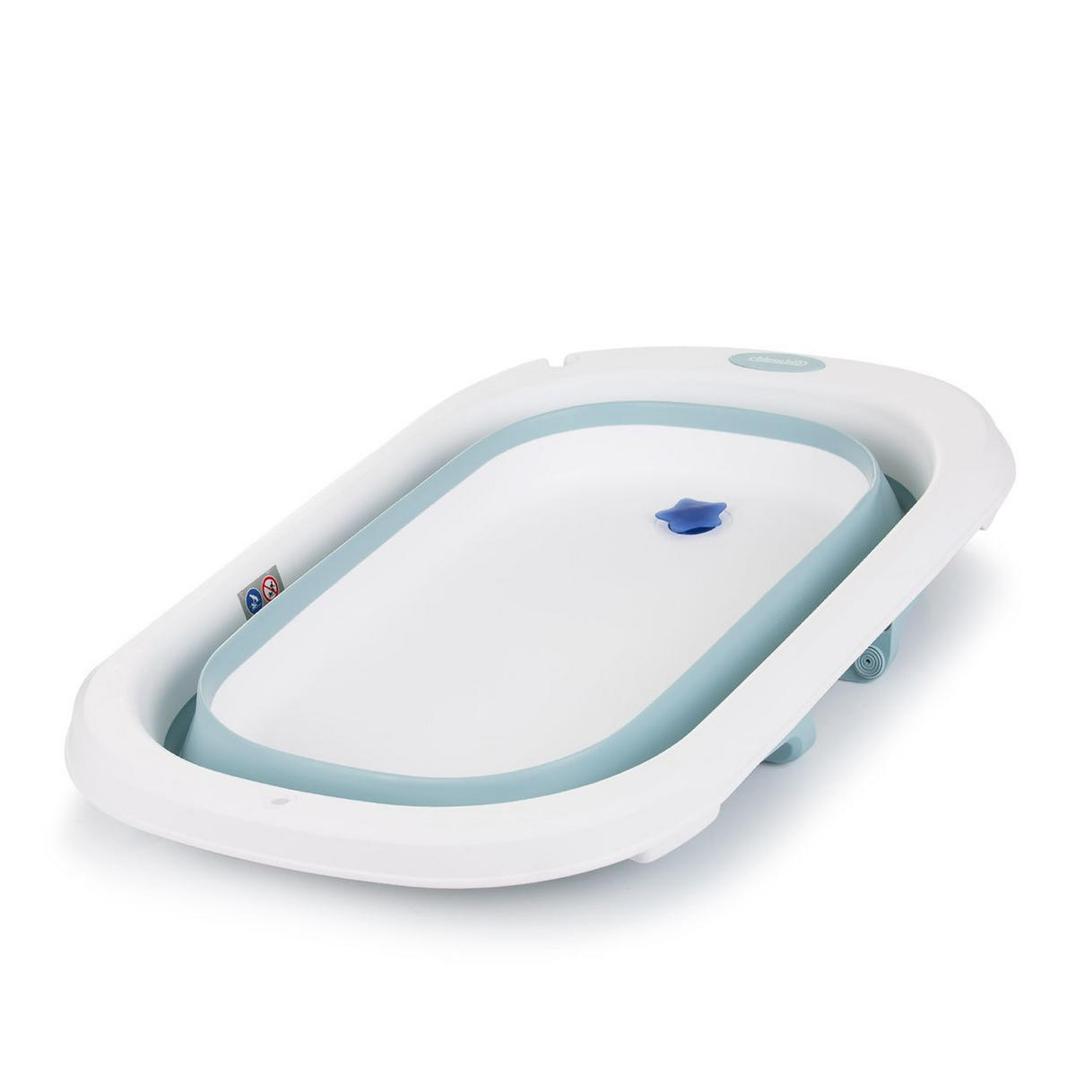 BABYBADEWANNE Isla 80 cm blau mit Badekissen faltbar, integrierter Wasserablauf - Blau, Kunststoff (50/80cm) - Chipolino