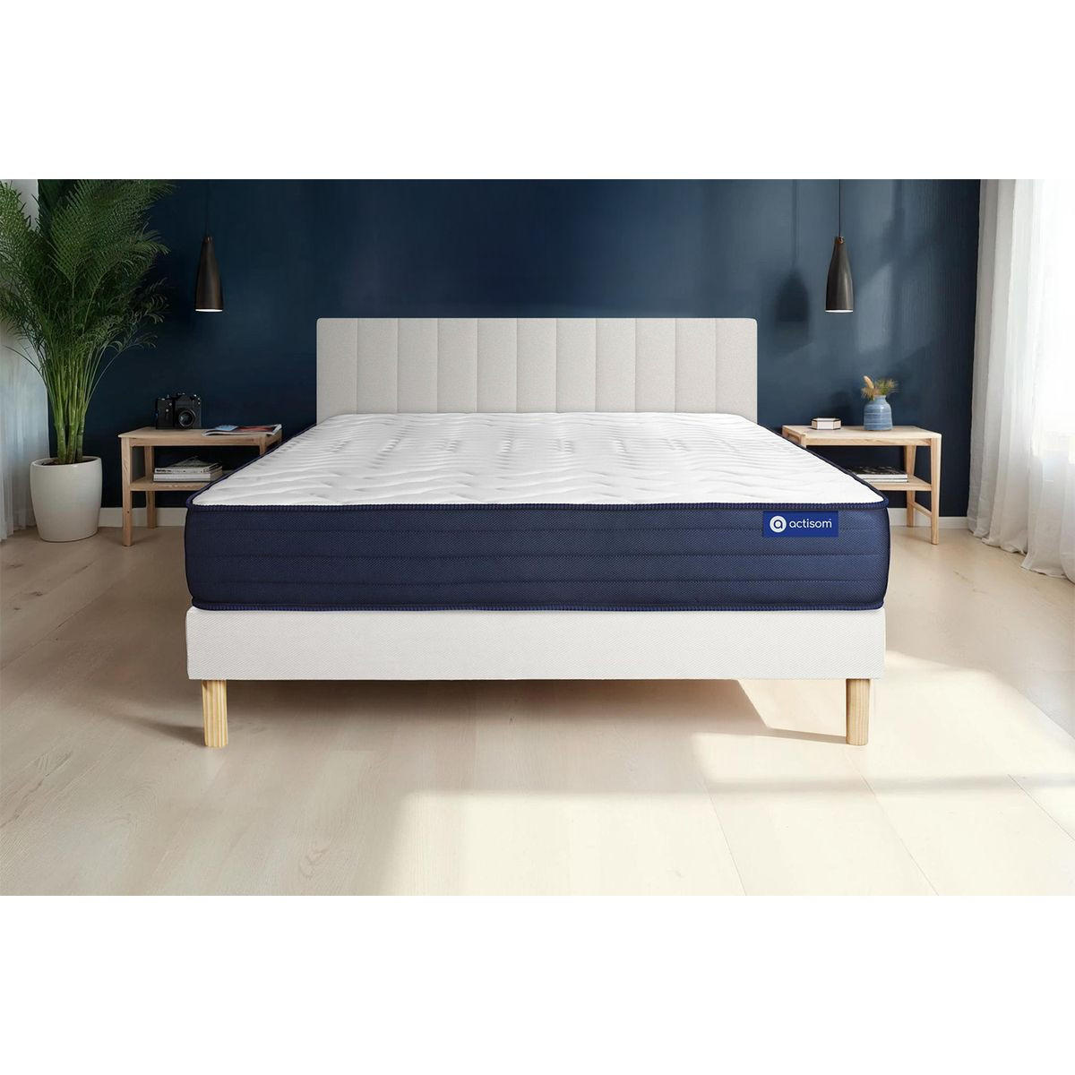 BETT Actimemo life Memory-Schaum 130 x 190 cm h4 - Kit Bettgestell Weiß - Beige/Weiß, Karton/Holz (130/190cm) - ACTISOM