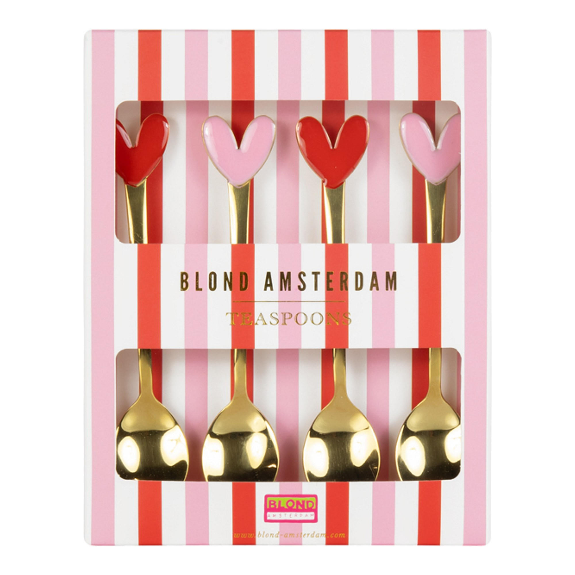 TEELÖFFEL 4er-Set Herzen in Rot - 14 cm - Rot, Metall - Blond Amsterdam